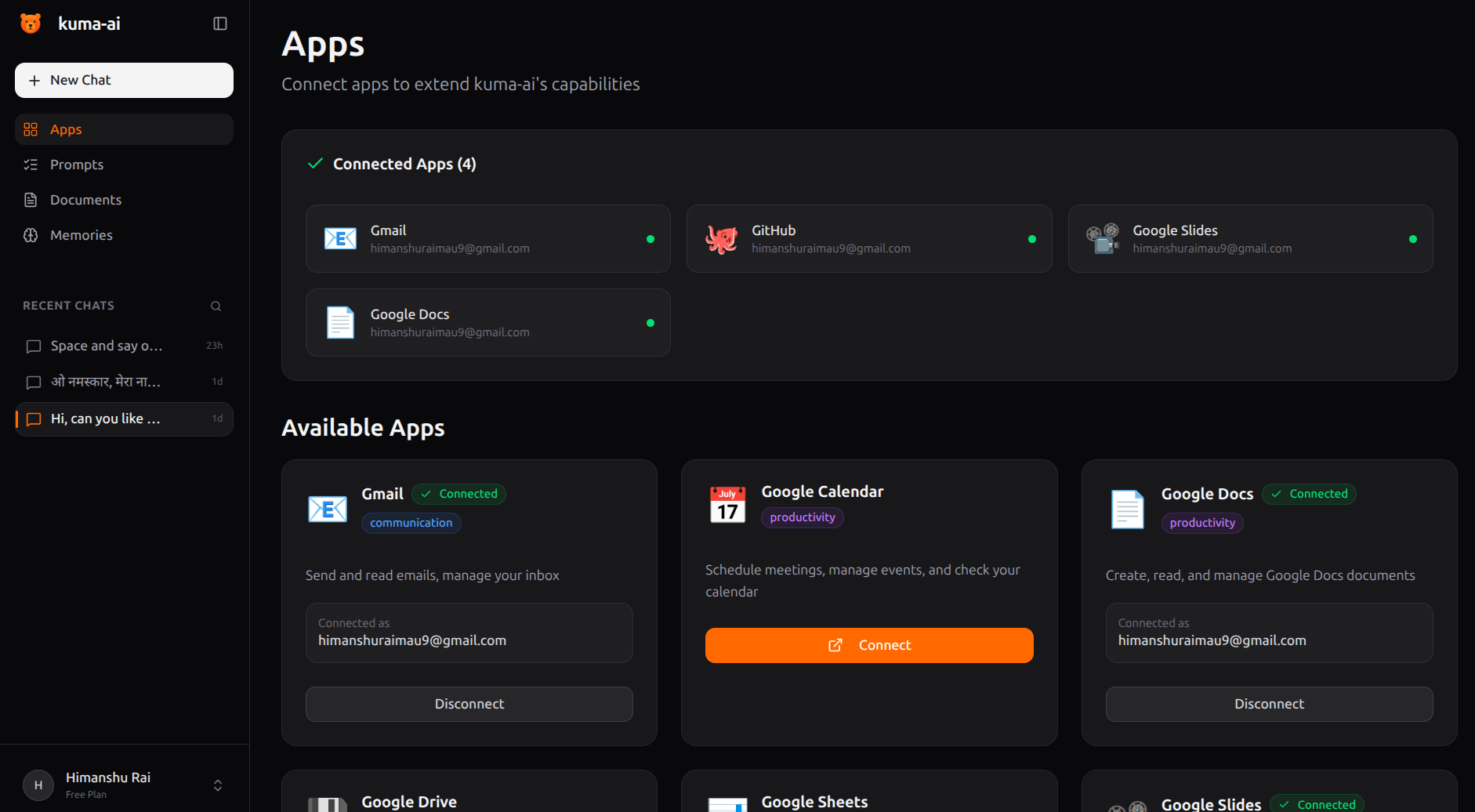 Kuma AI - Intelligent Personal Assistant